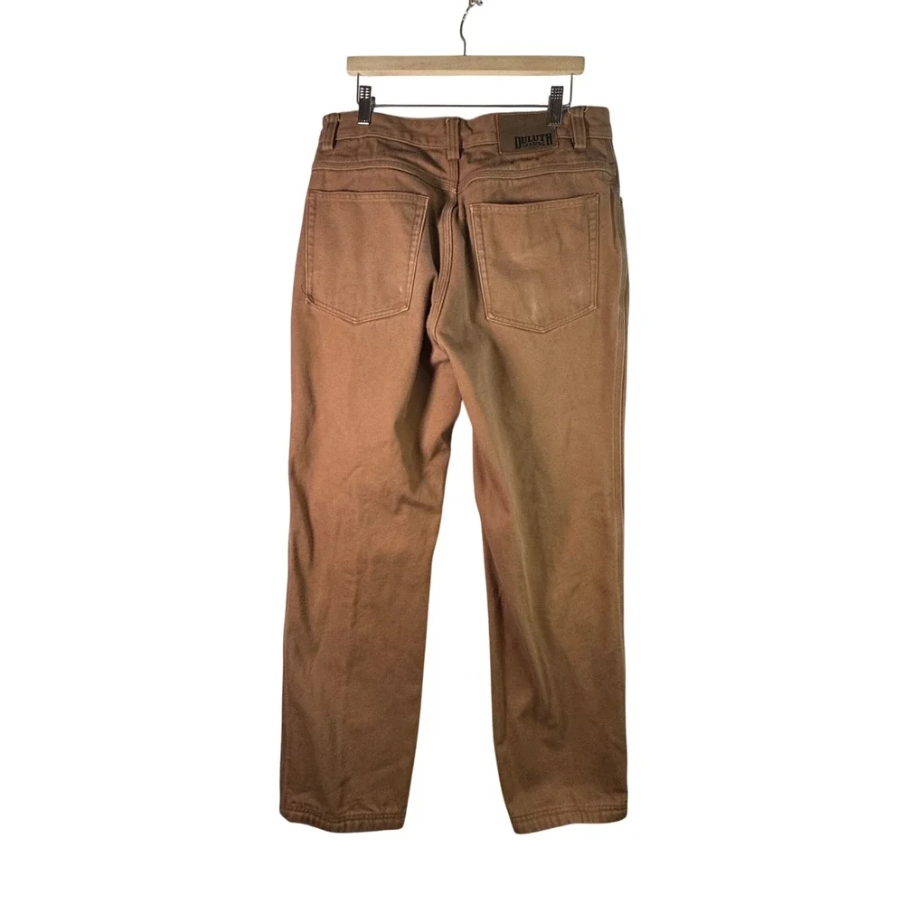 Duluth Trading Co Flannel Lined Fire Hose Canvas Pants Brown 32x32 Workwear Mens